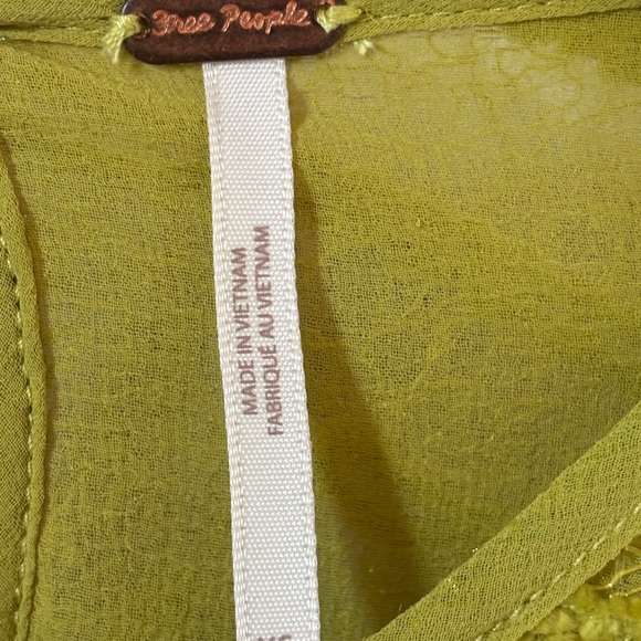 NWT Free People Le Fleur Mini Dress Lentil Sprout XS Lace Lined Bell-Sleeve Boho - Picture 7 of 14